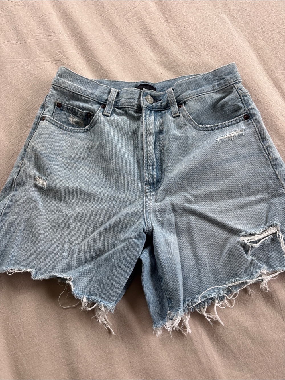 Uniqlo Distressed Light Denim Shorts